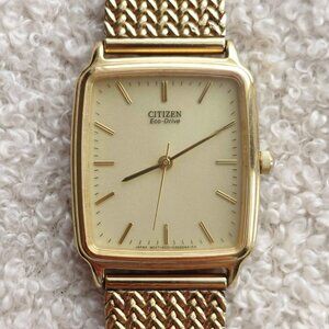 Citizen Eco-Drive E031-K006091 Solar Square Gold JDM Men's Watch New Capacitor
